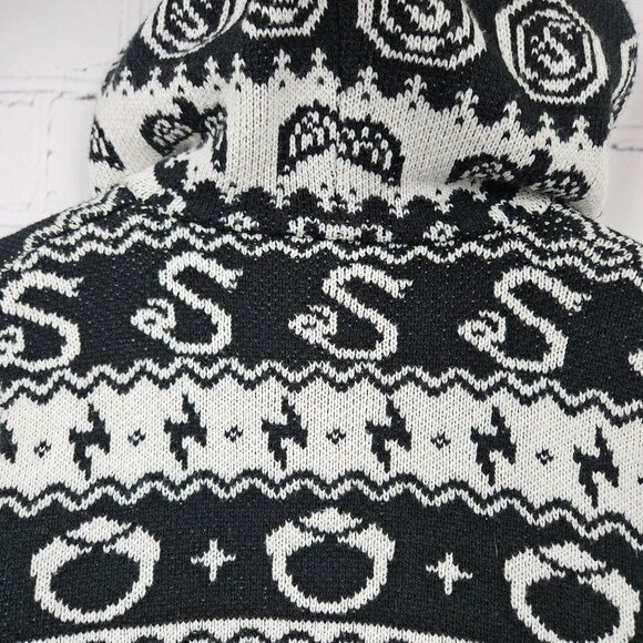 Harry Potter Hooded Sherpa Trim Knit Open Cardigan Sweater Womens L Duster Long - Picture 12 of 15